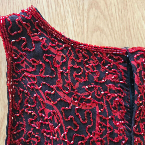 Andretta Donatello Vintage 90s Y2K Silk Beaded Top L Fairy Grunge Whimsigoth - Picture 5 of 11